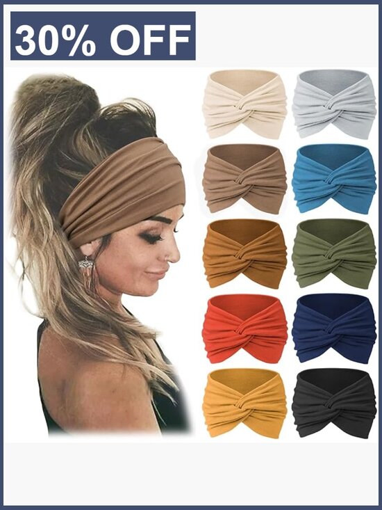 10 Pack Wide Stretch Non-Slip Headbands for Workout Sport main image 5